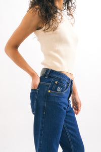 1991 Mid Rise Straight Leg Jeans in Mid Blue