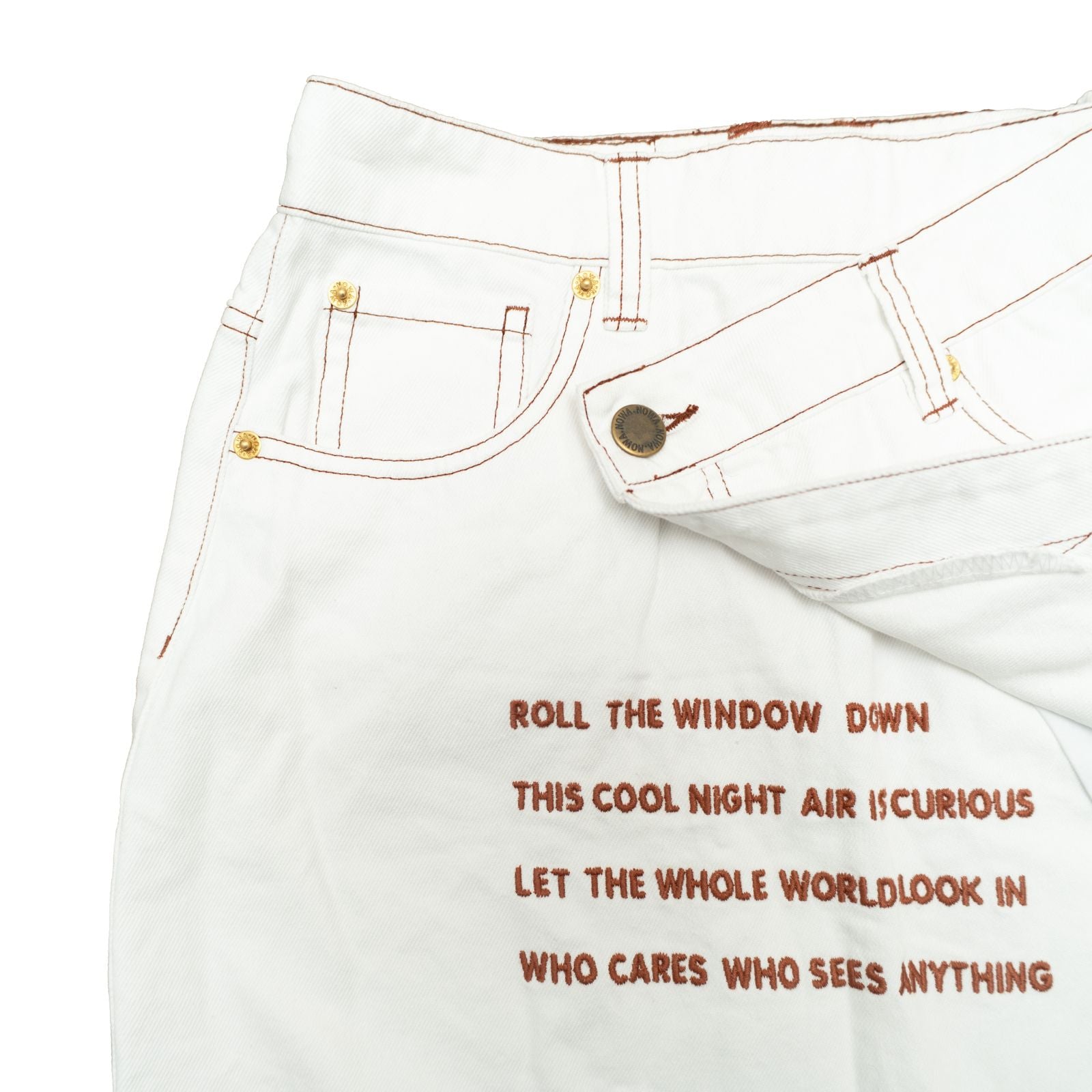 Passenger Wrap Skirt - Bright White / Brown contrast Stitch