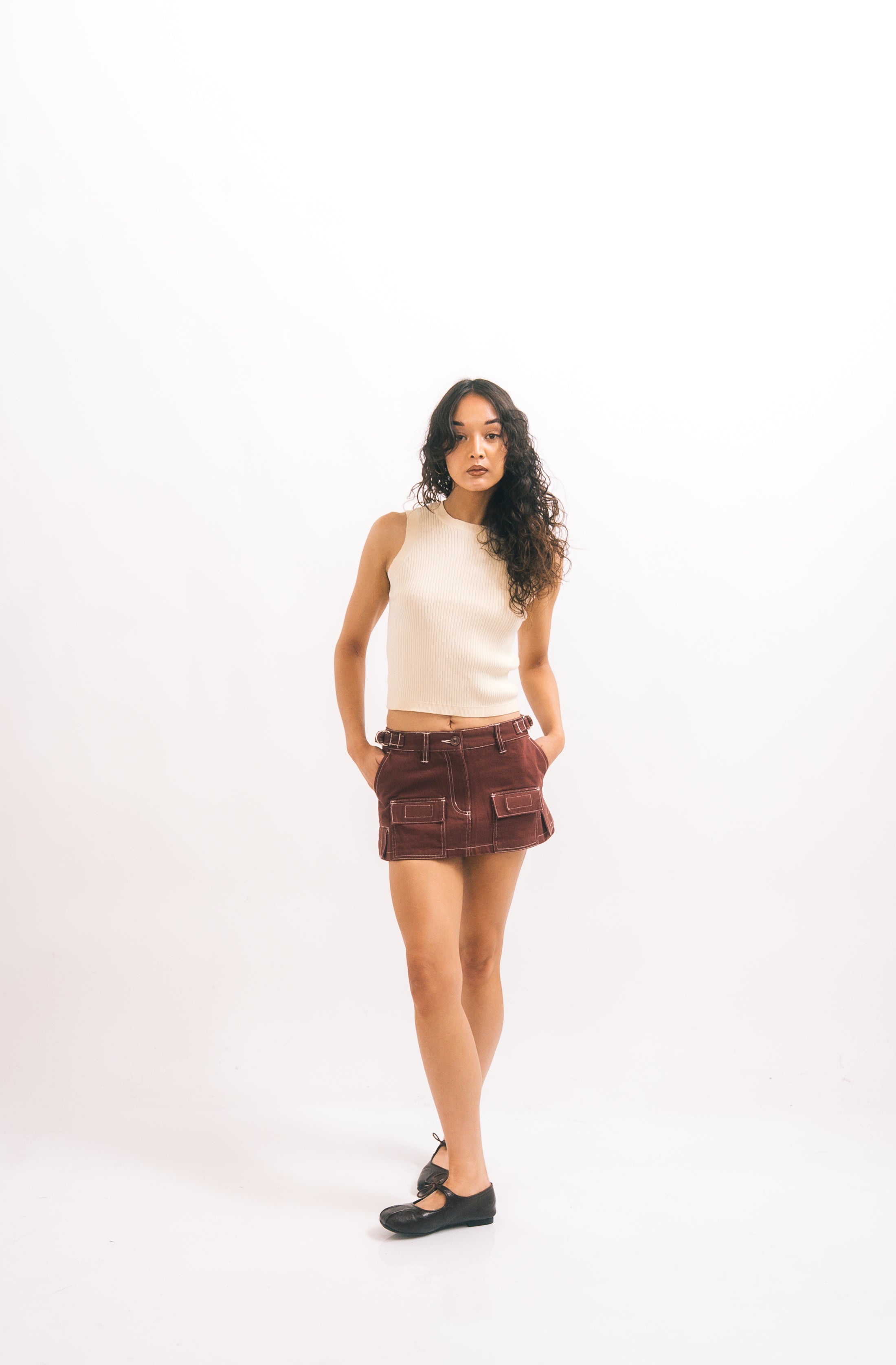 Low Rise Utility Skirt - Grenache