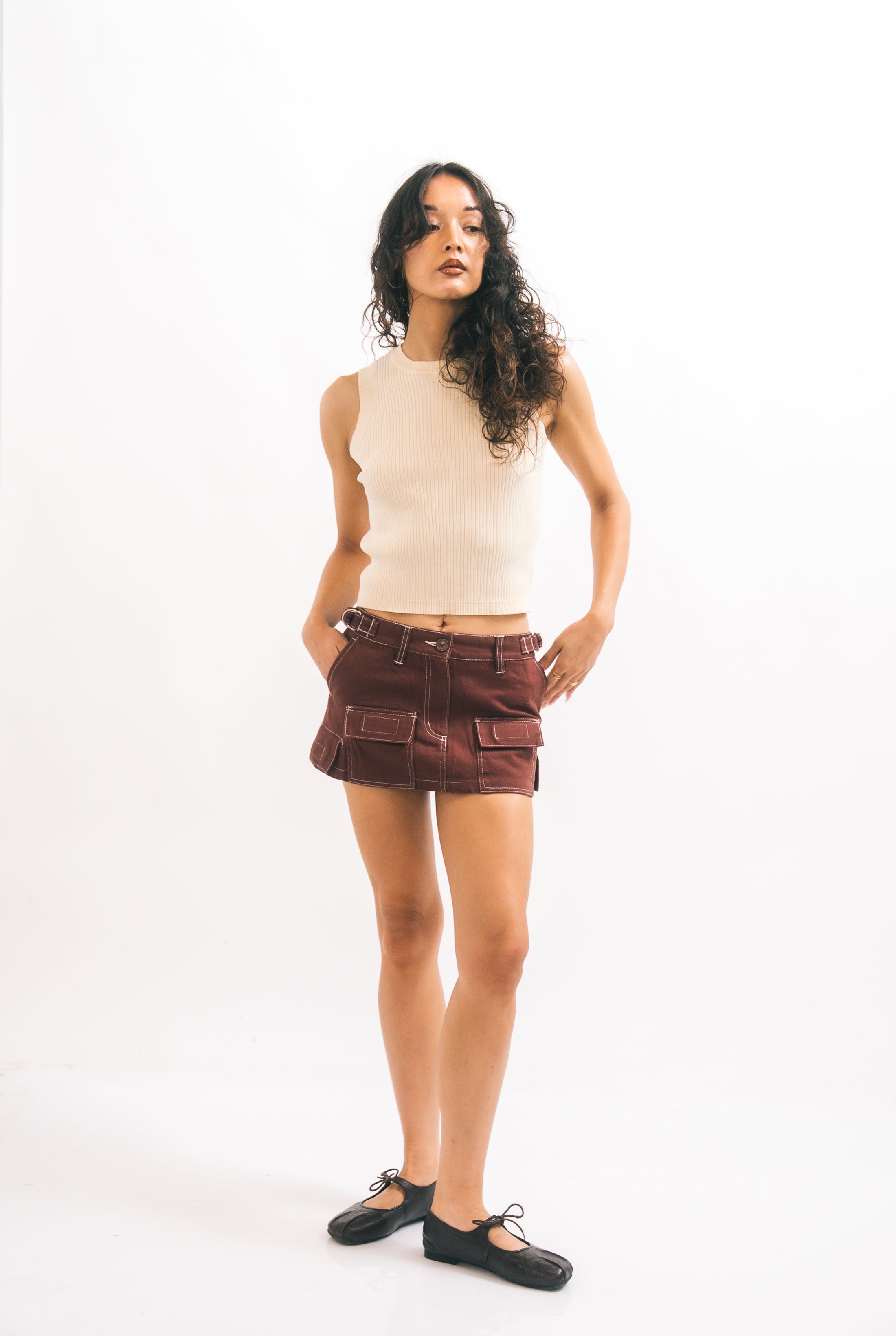 Low Rise Utility Skirt - Grenache