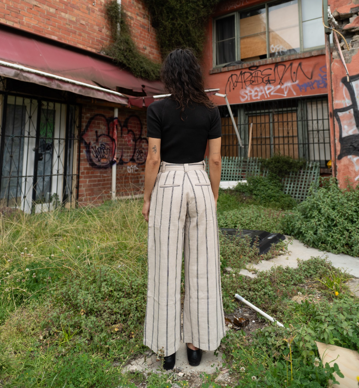1924 High & Wide Leg Trouser in Natural Linen