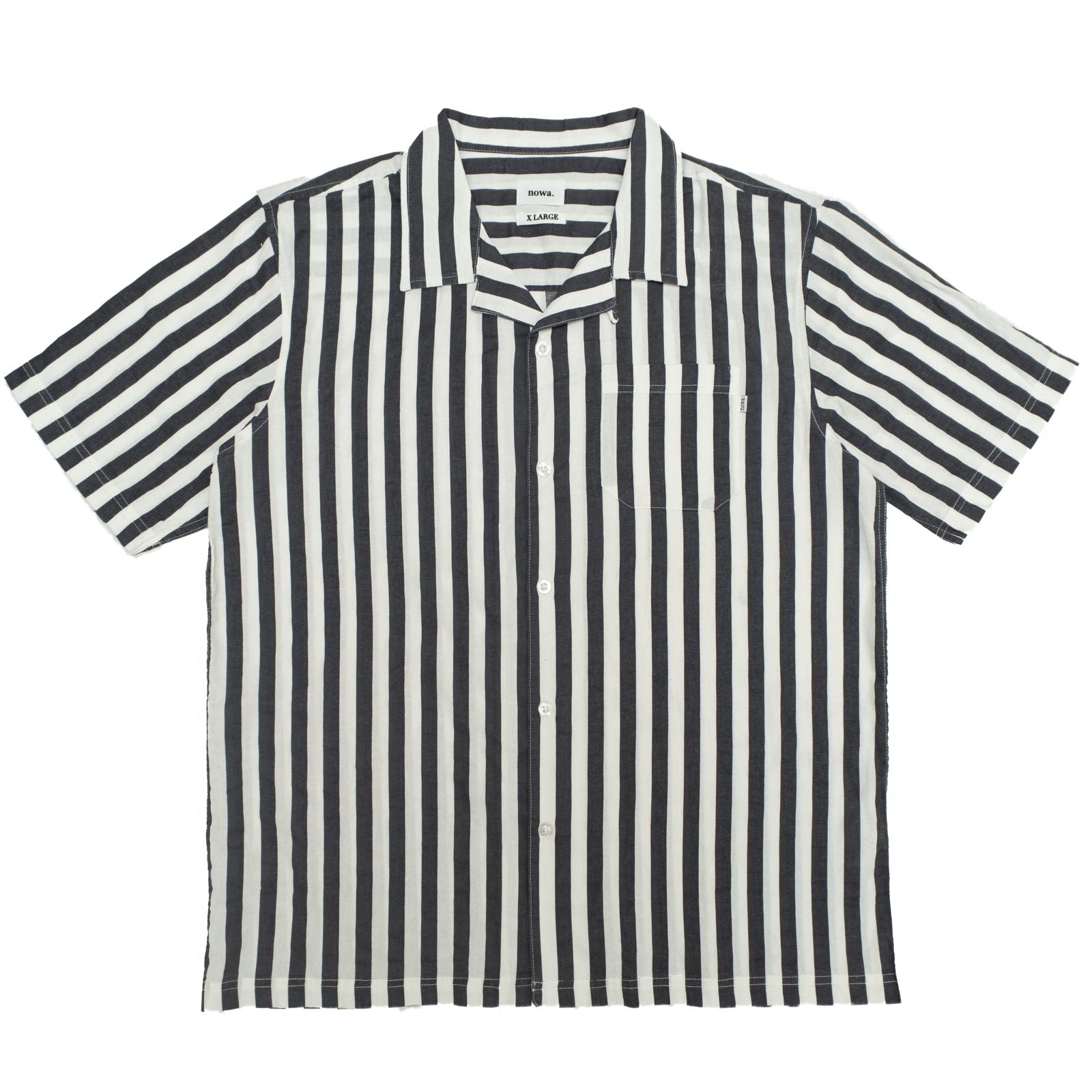 Navy / White Detention Stripe Camp Collar S/S Shirt