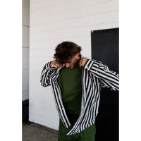 Navy / White Detention Stripe  L/S Over Shirt