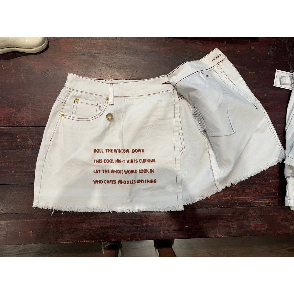 Passenger Wrap Skirt - Bright White / Brown contrast Stitch