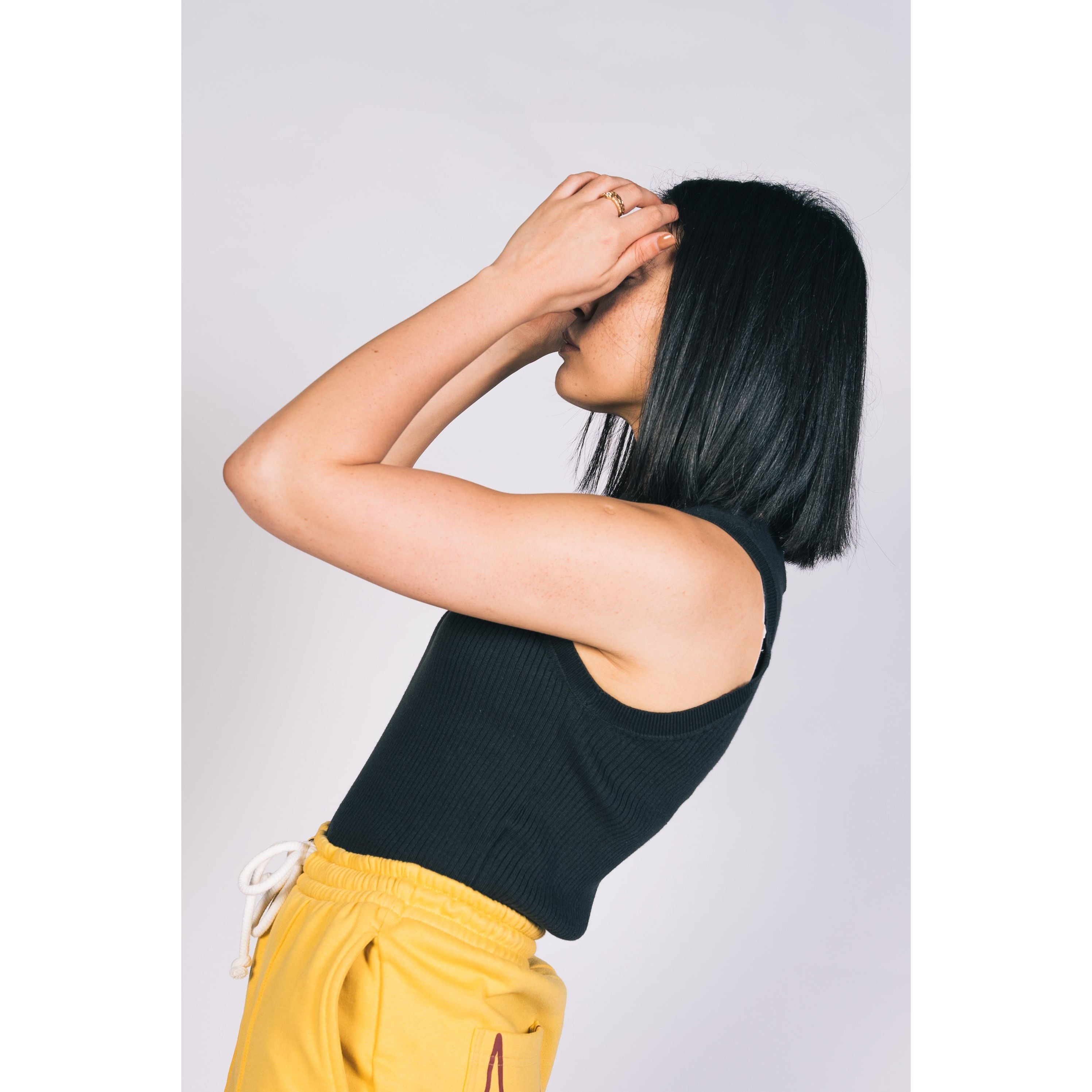 Ribbed Tank Top in Black