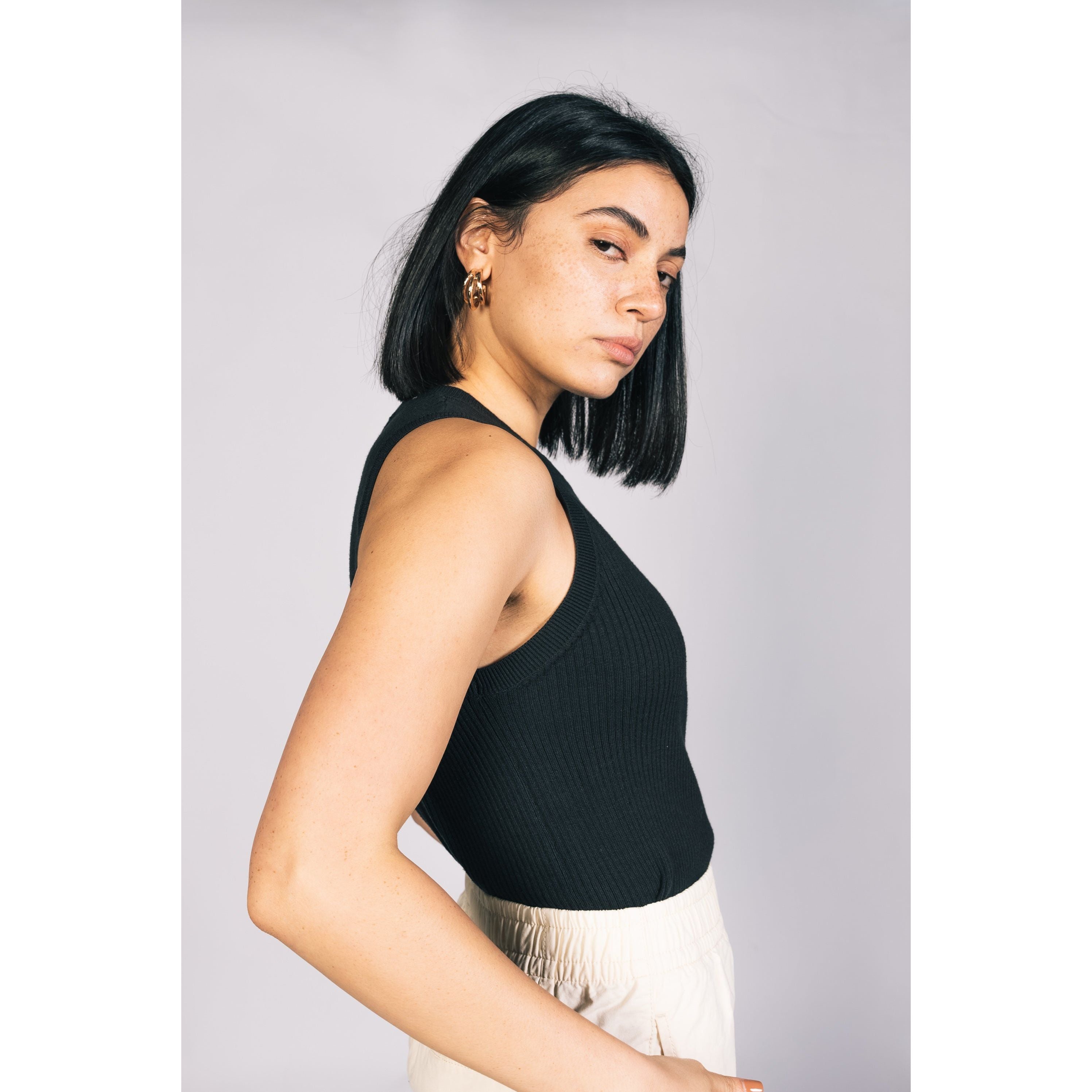 Ribbed Tank Top in Black