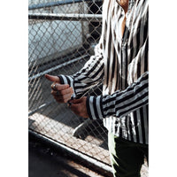 Navy / White Detention Stripe  L/S Over Shirt