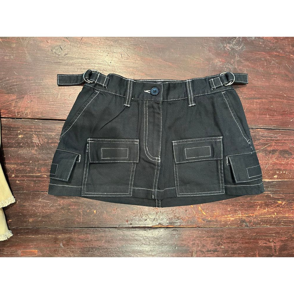 Low Rise Utility Skirt - Black / Contrast Stitch