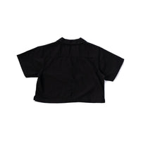Camp Crop Collar Shirt - Black Oxford Cotton