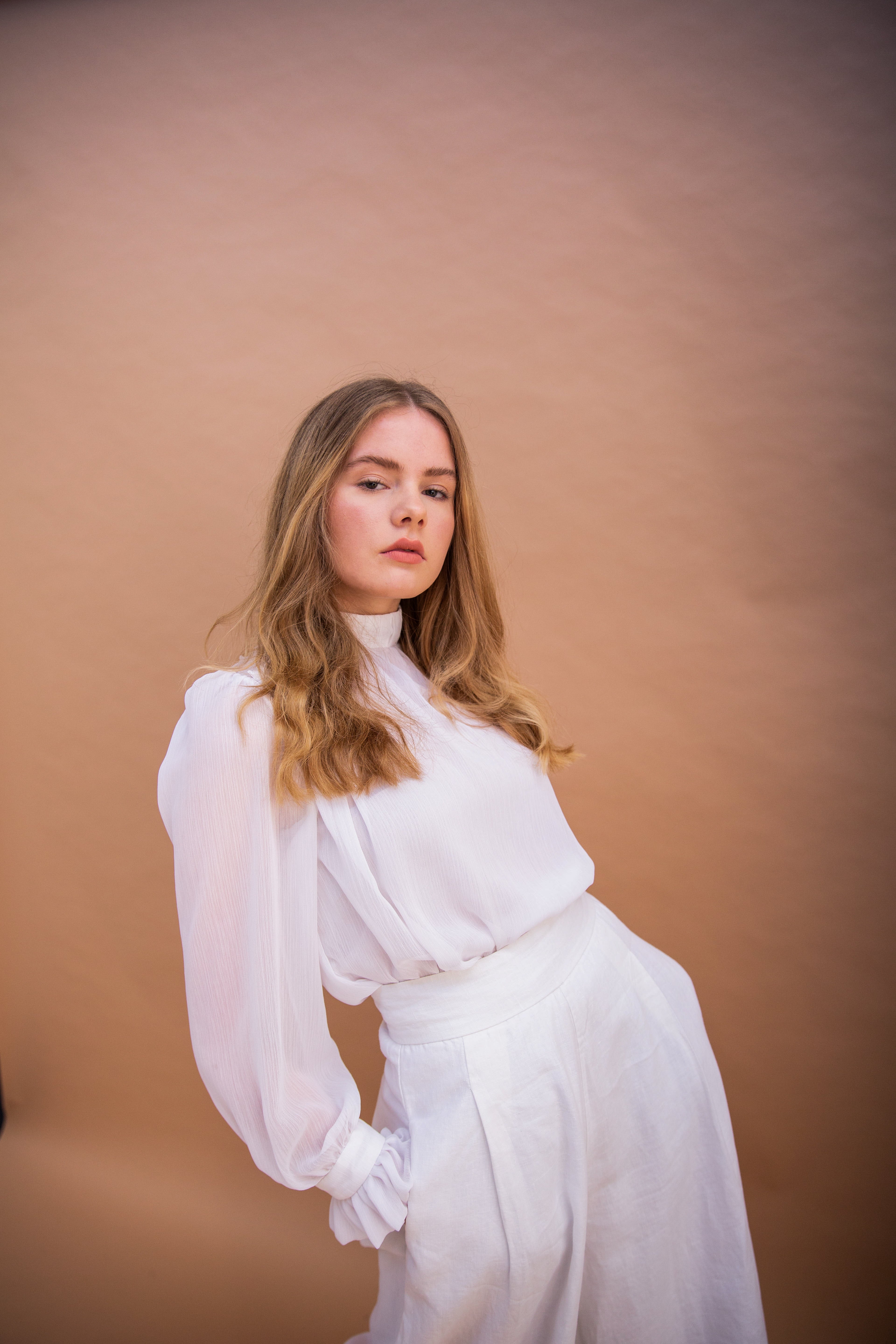 High neck blouse - white