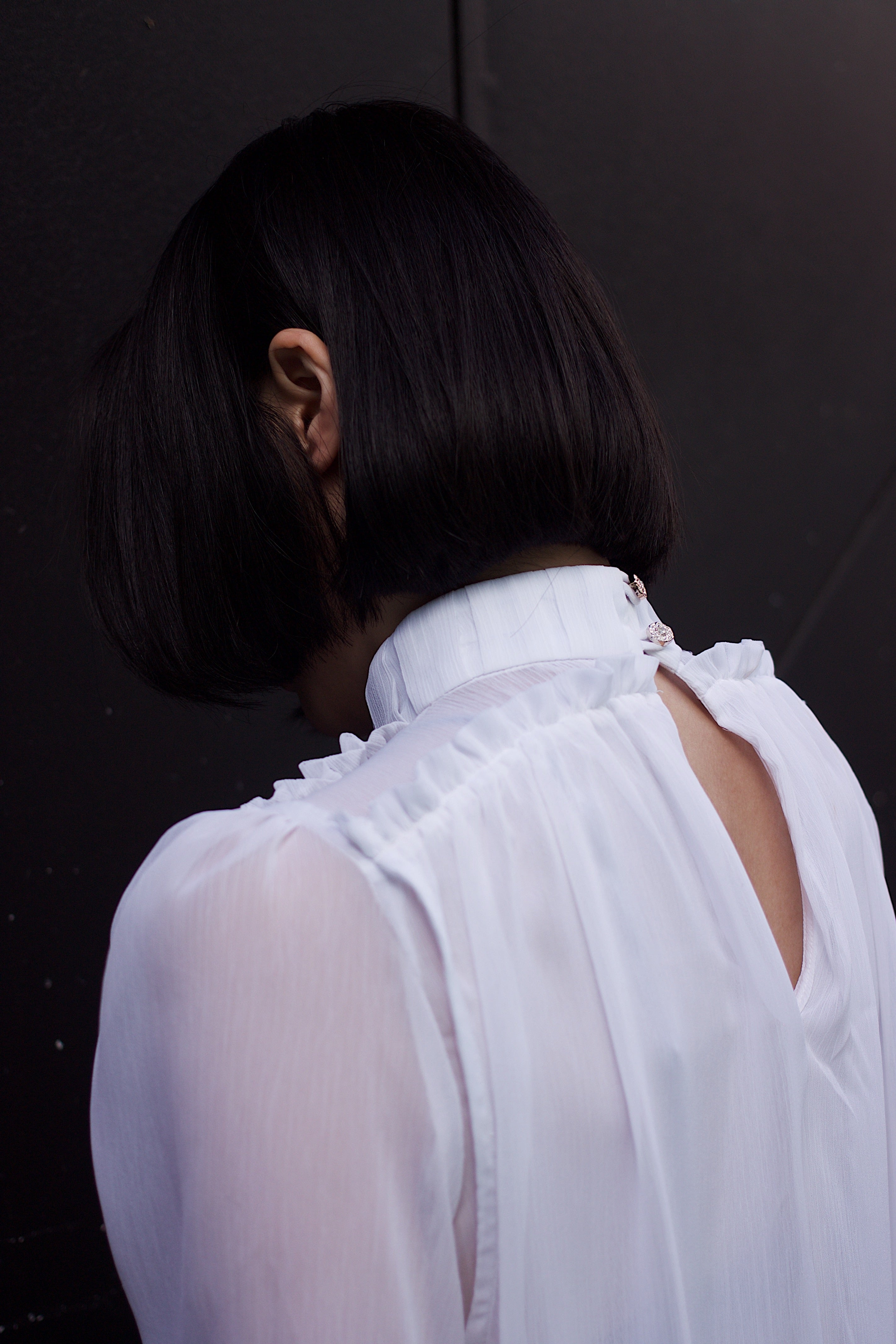 High neck blouse - white