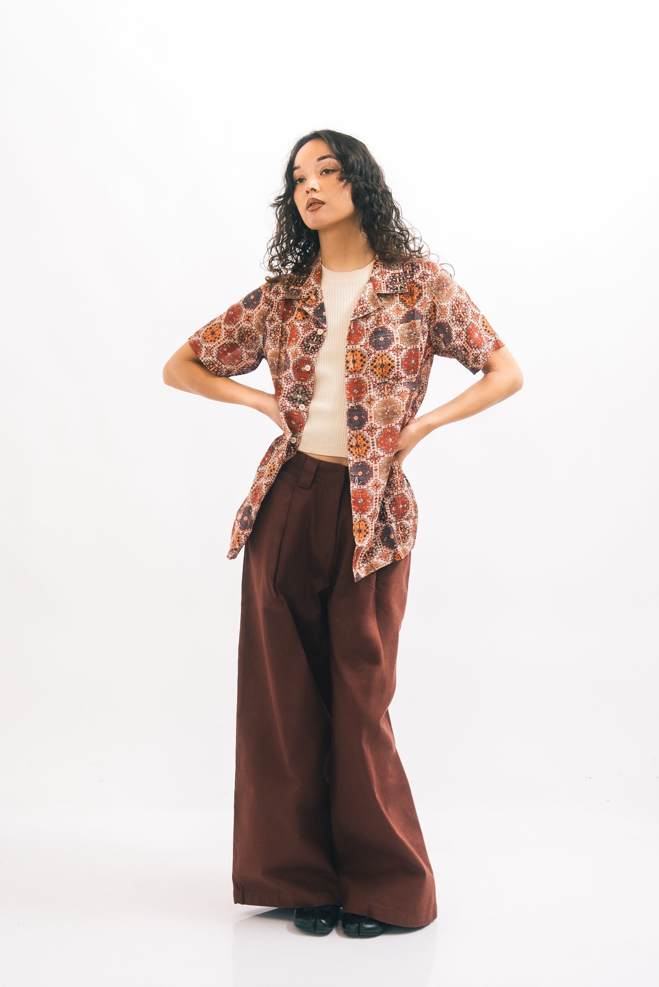 1924 High & Wide Leg Trouser - grenache