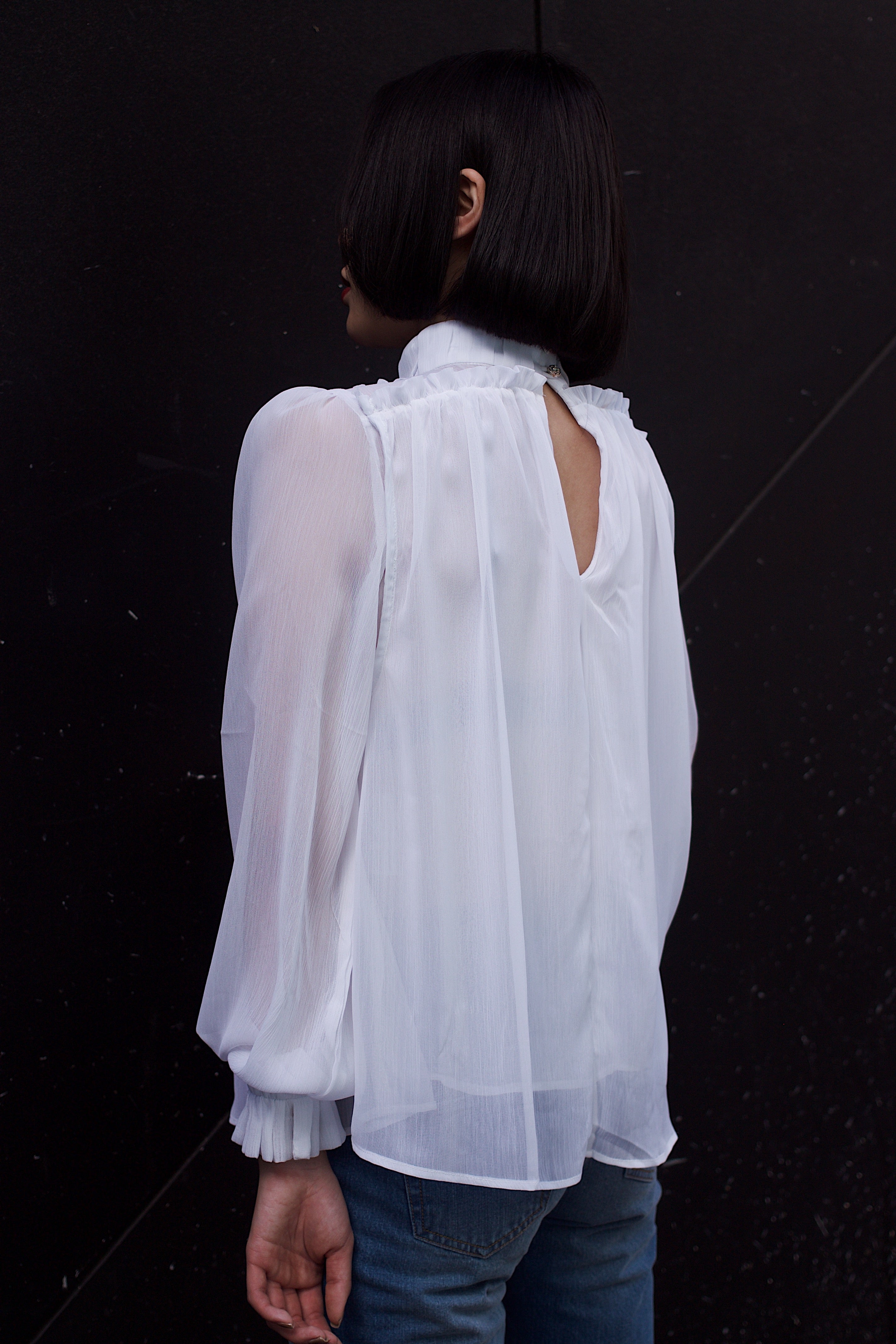 High neck blouse - white