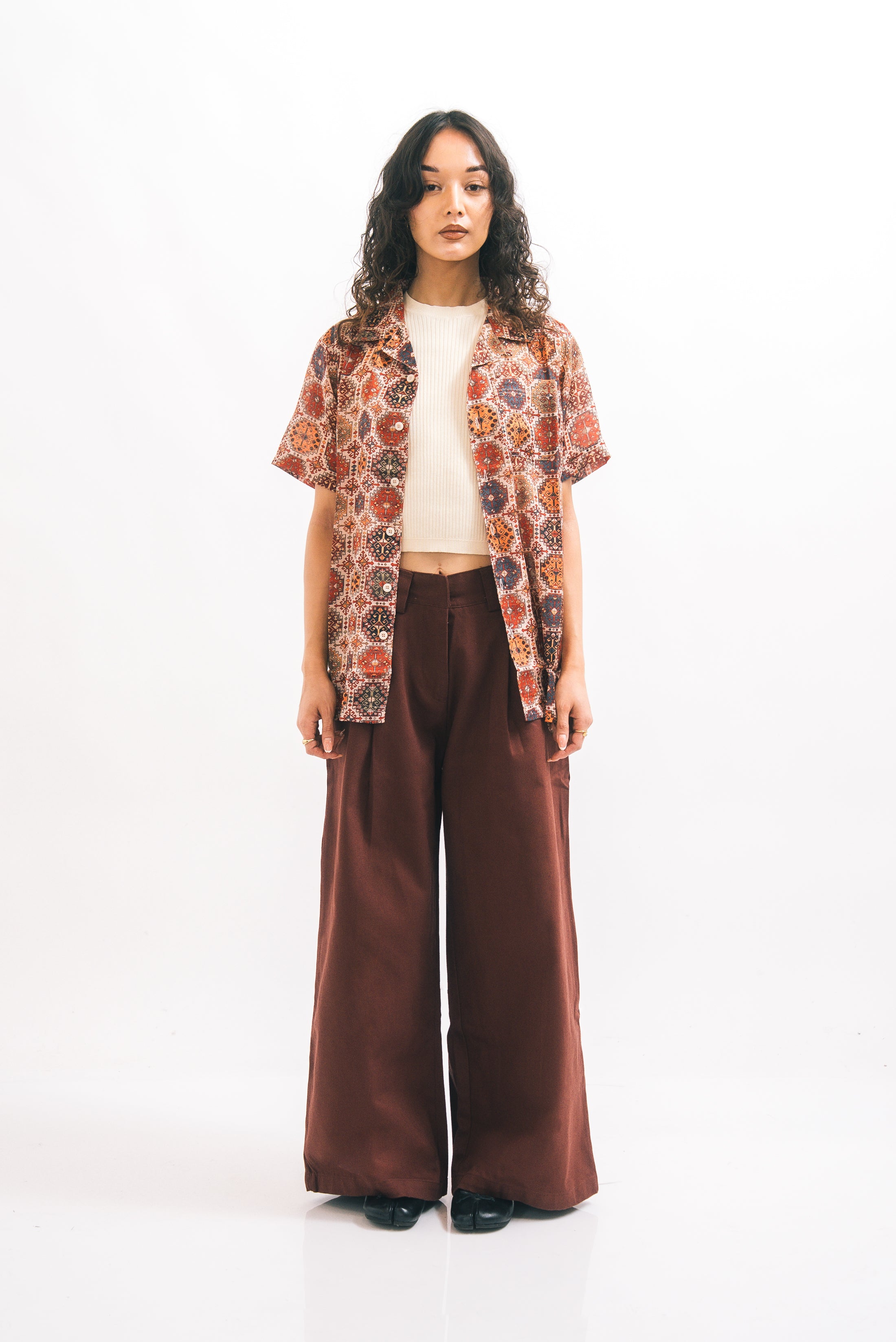 1924 High & Wide Leg Trouser - grenache