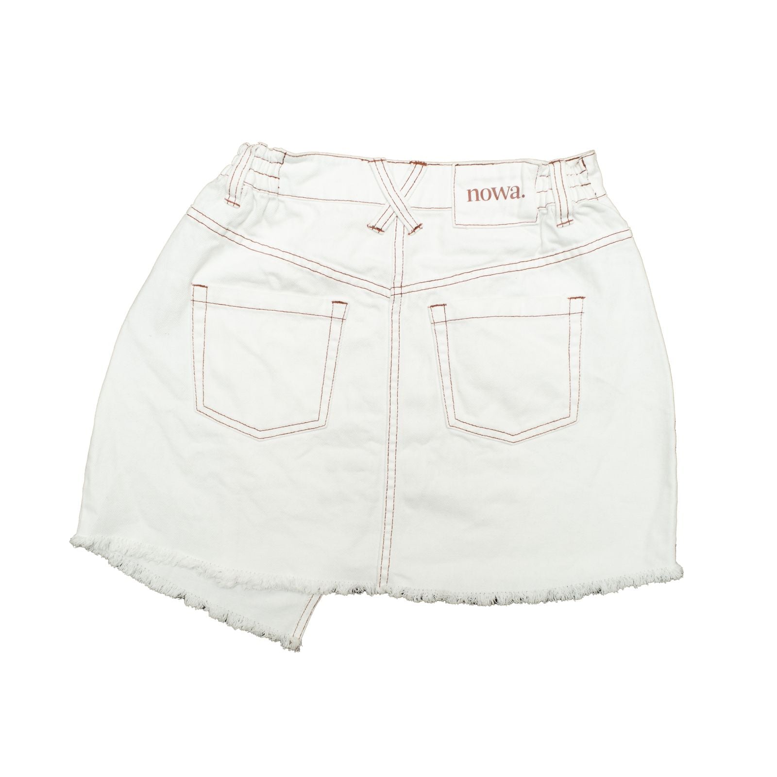 Passenger Wrap Skirt - Bright White / Brown contrast Stitch