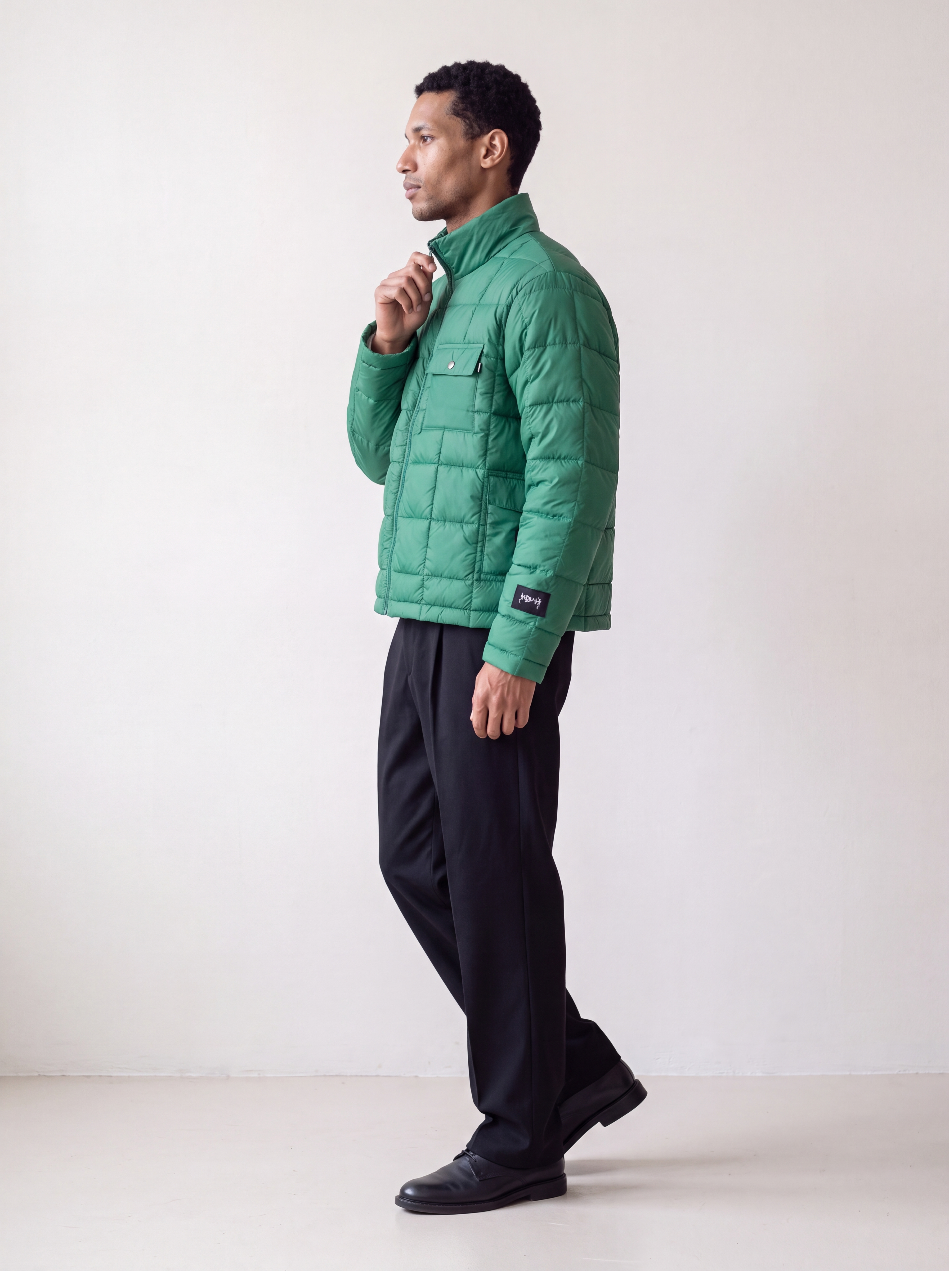 Quilted Puffer Jacket in Green