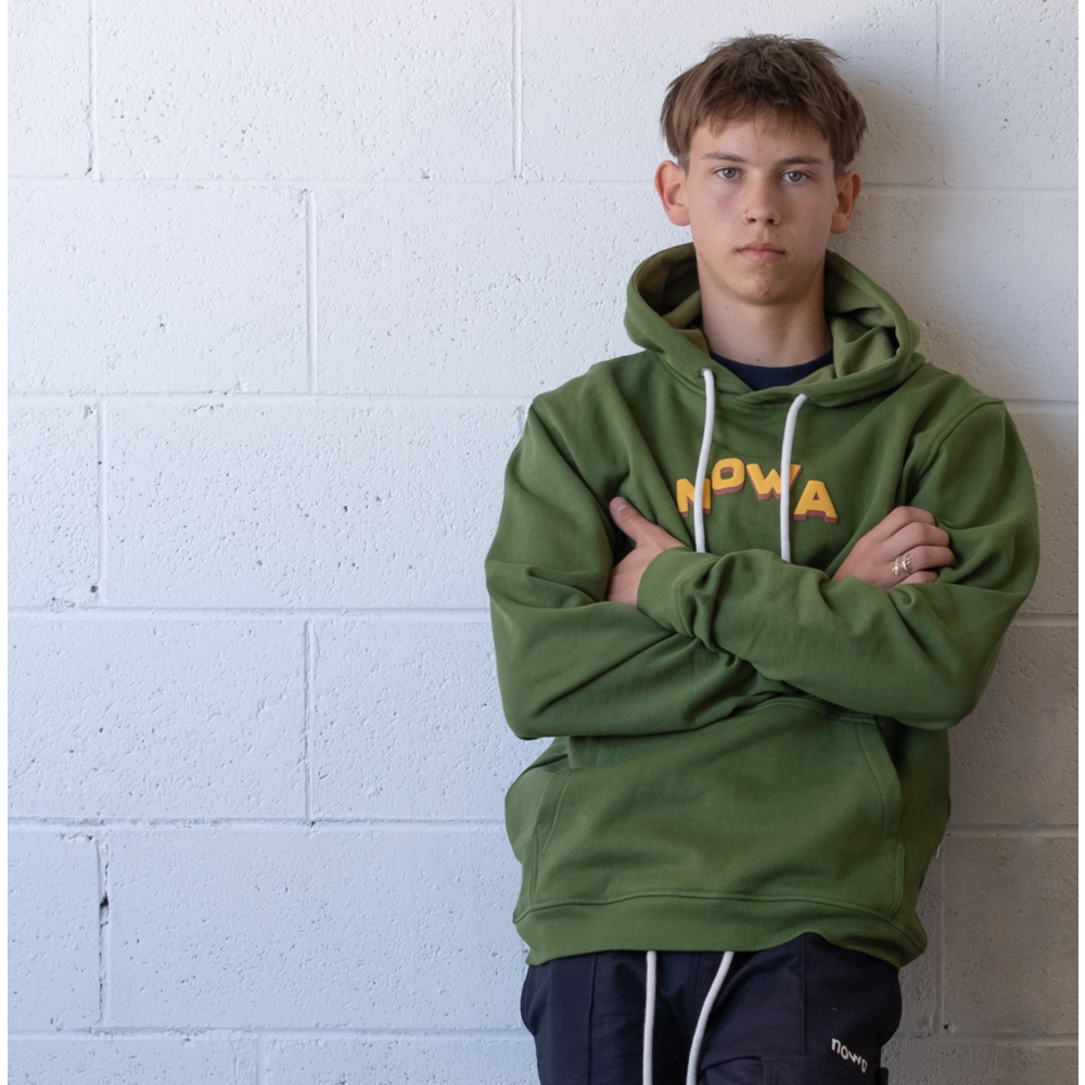 Block Regular Hooded Sweatshirt in Green