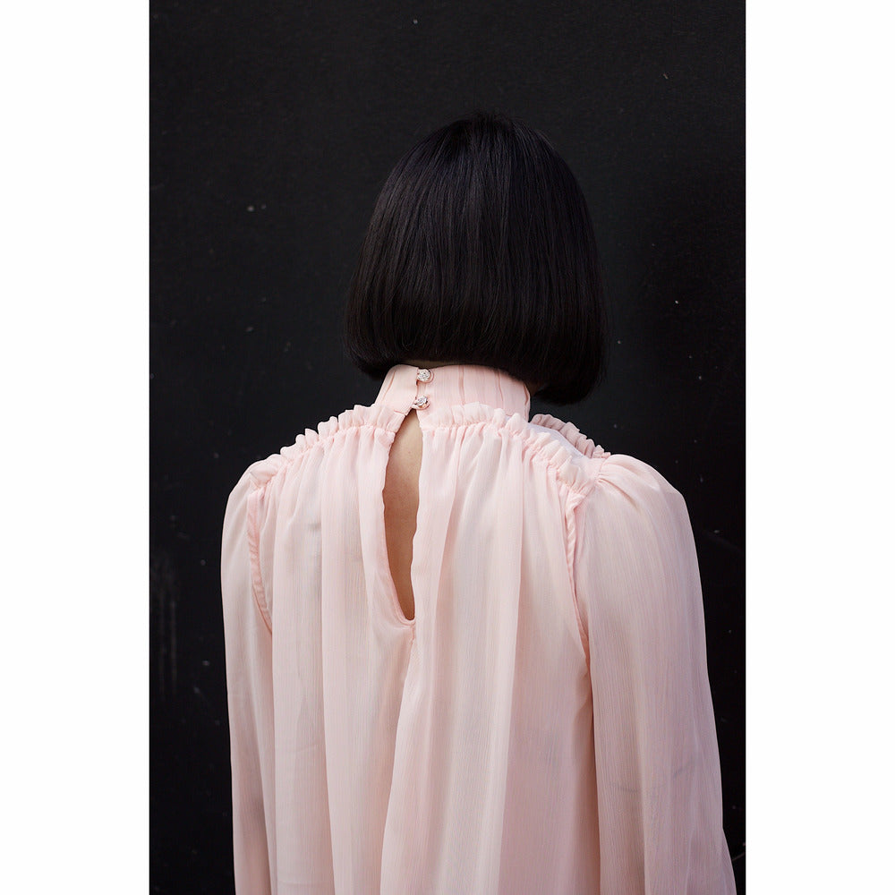 High neck blouse - Peach - nowa.