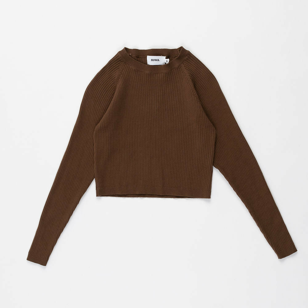 Ribbed Long Sleeve Top in Cocoa
