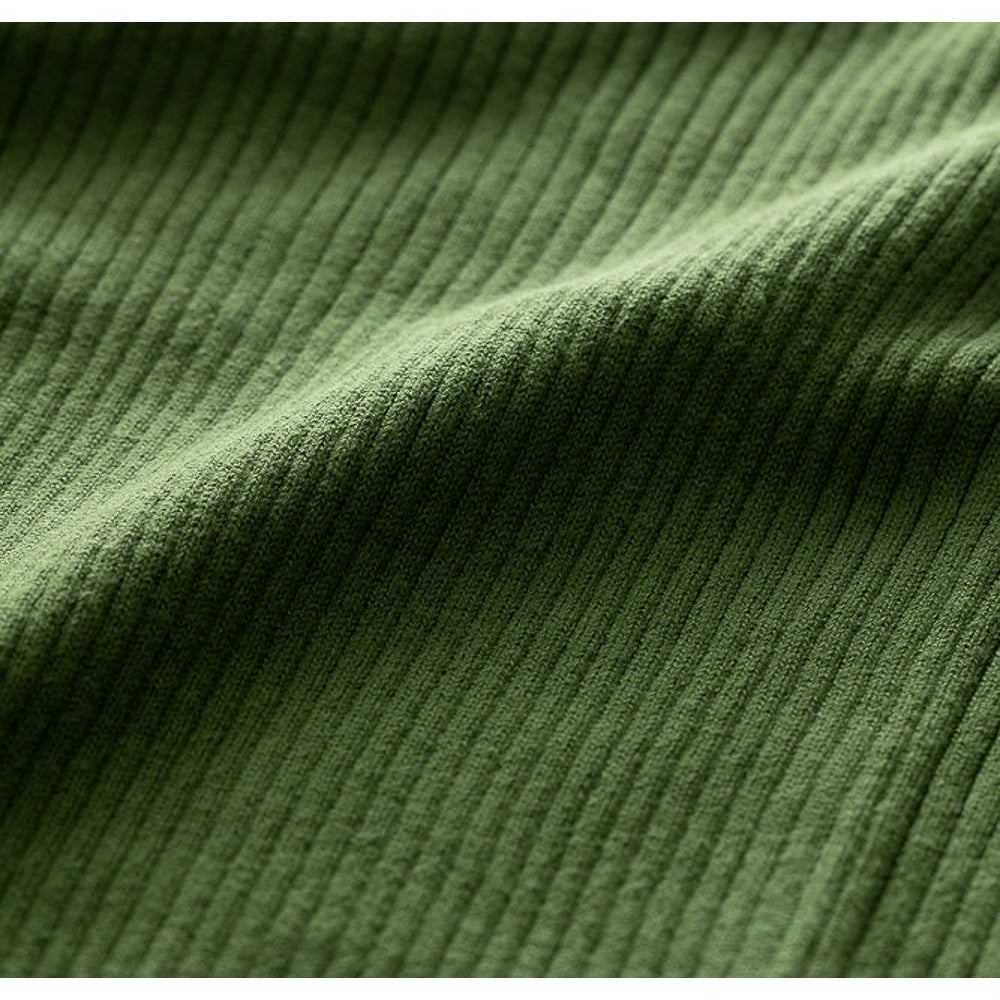 Ribbed Long Sleeve Top in Green