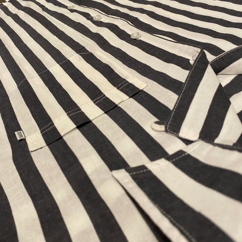 Navy / White Detention Stripe Camp Collar S/S Shirt