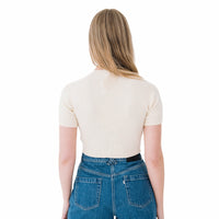 Ribbed Short Sleeve Top in Pearled Ivory