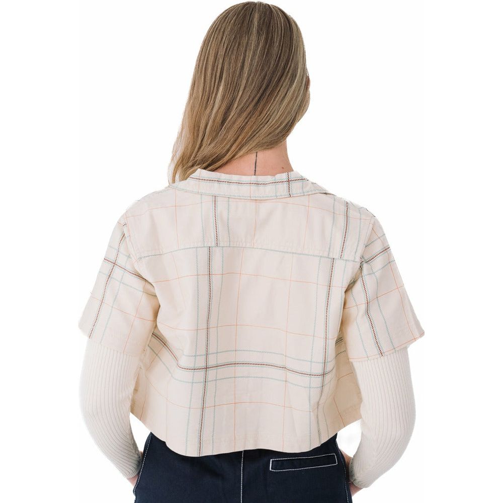 Cropped Camp Collar Shirt in Plaid