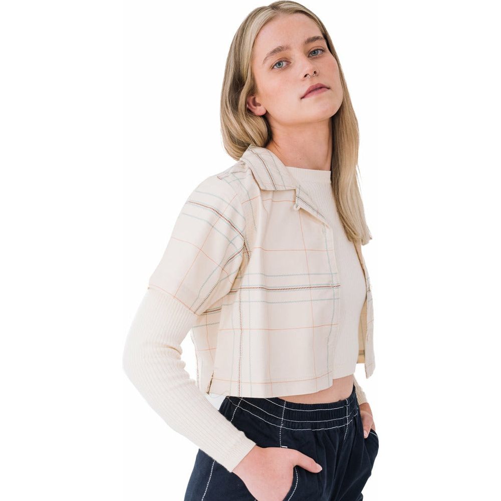 Cropped Camp Collar Shirt in Plaid