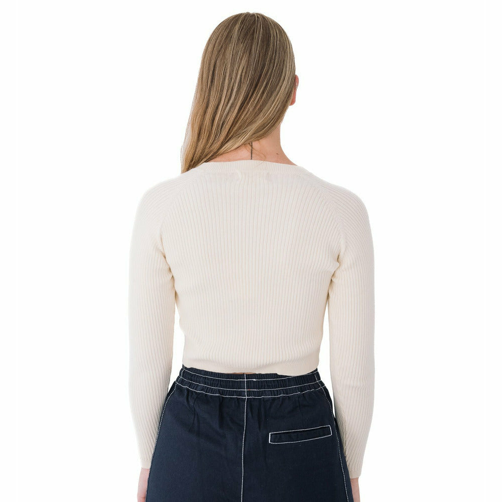 Ribbed Long Sleeve Top in Pearled Ivory