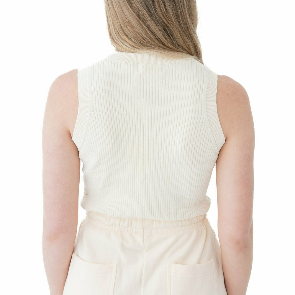 Ribbed Tank Top in Pearled Ivory