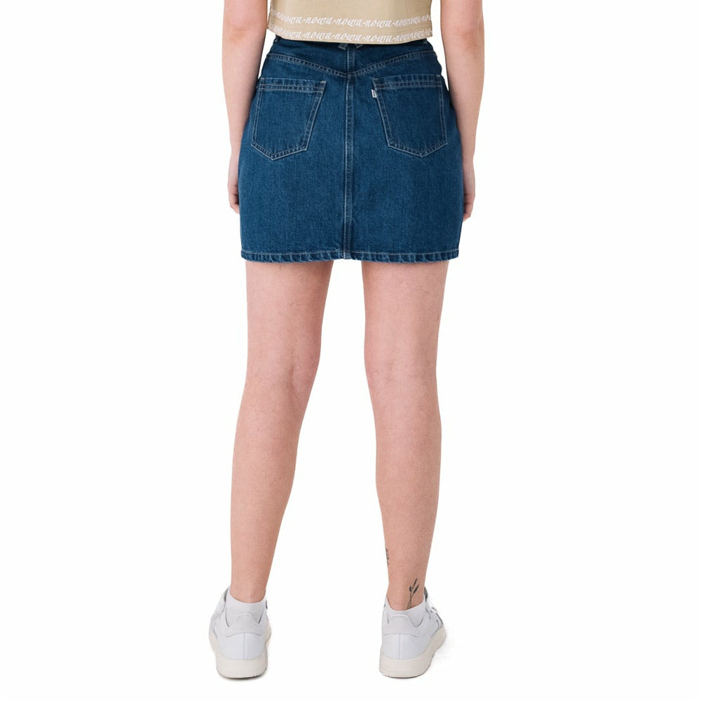 High Waisted Denim skirt in Mid Blue