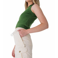 Ribbed Tank Top in Garden Green