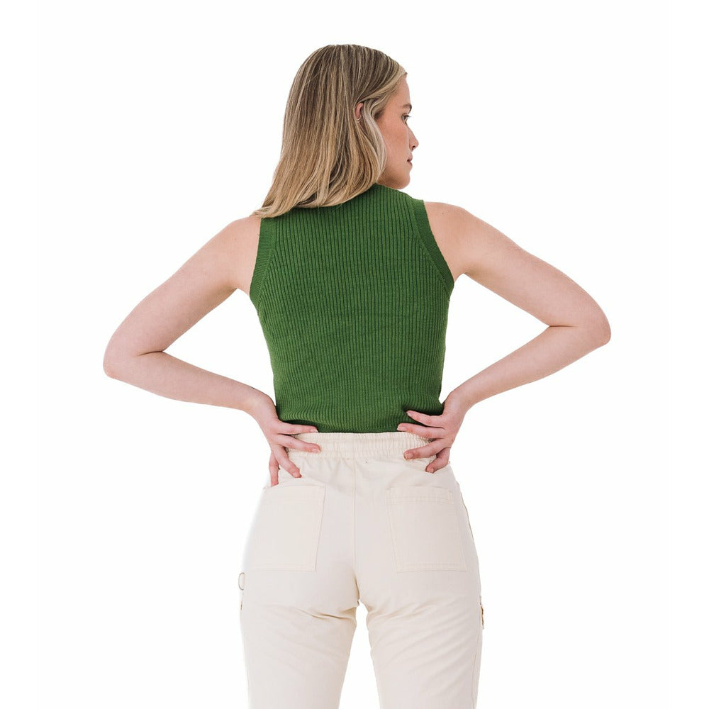 Ribbed Tank Top in Garden Green