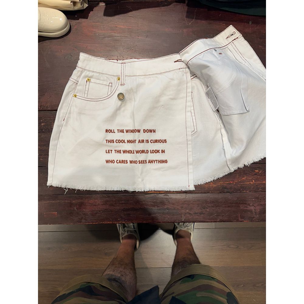 Passenger Wrap Skirt - Bright White / Brown contrast Stitch