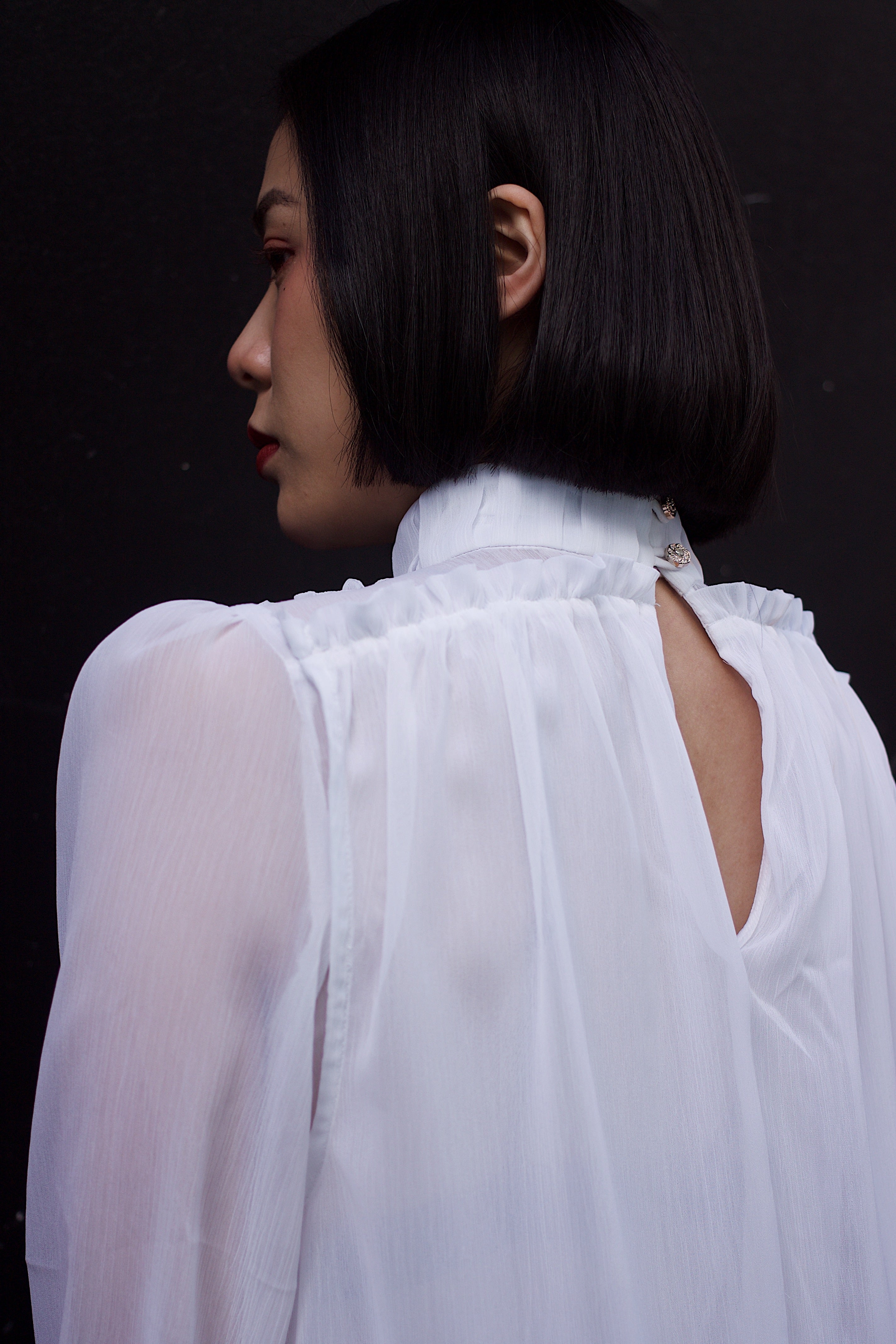 High neck blouse - white