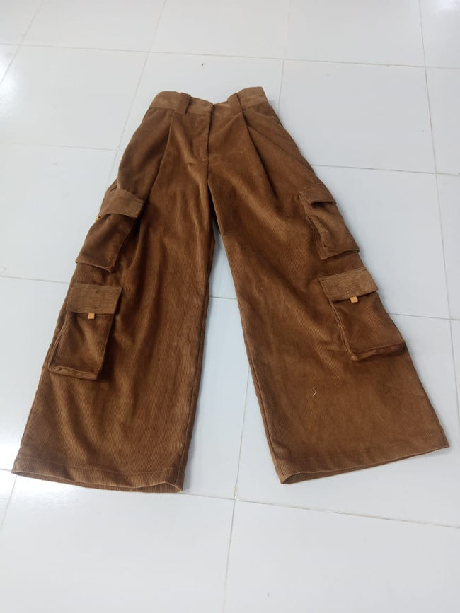 Leeloo Wide Leg Corduroy Trouser in Sap Brown