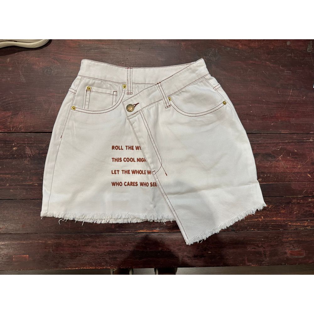 Passenger Wrap Skirt - Bright White / Brown contrast Stitch