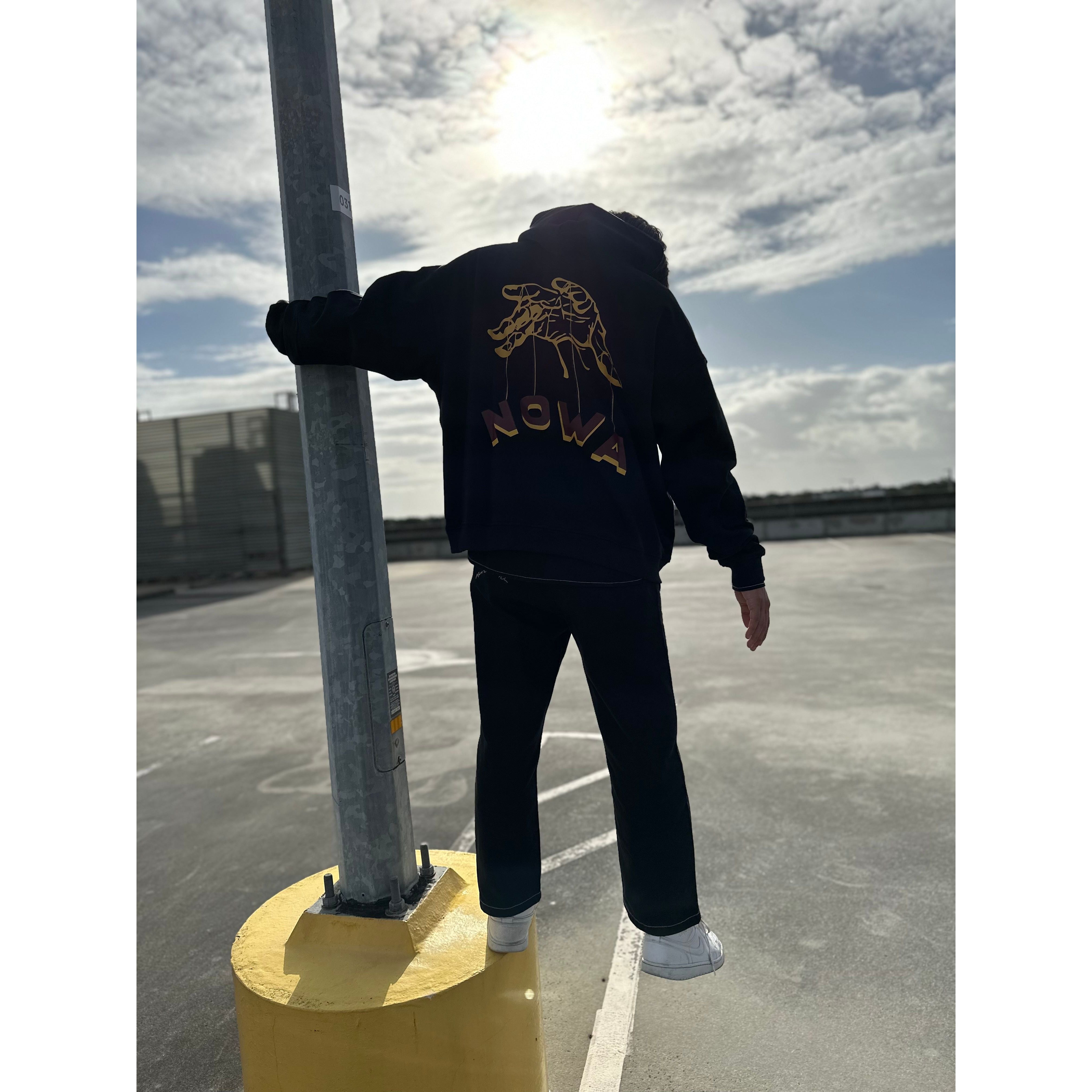 Puppet Hoodie - Meteor Black, Heavy Weight 100% Cotton Fleece - 400GSM