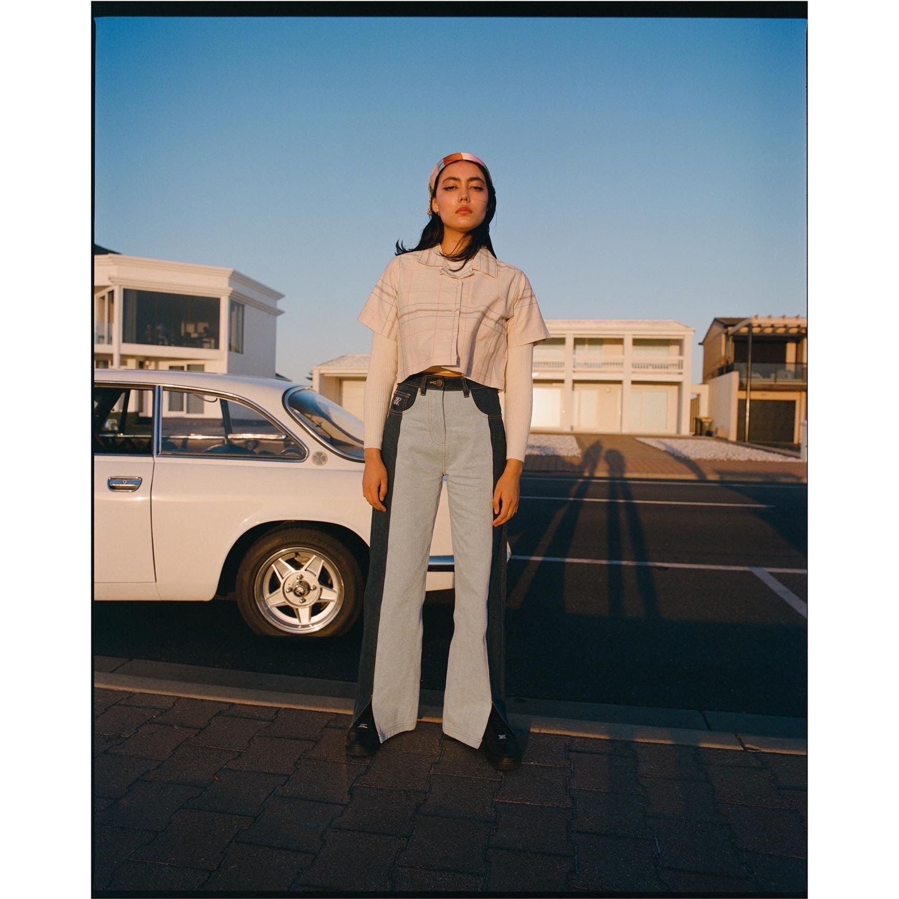 1973 High Two Tone Panel Denim Pant