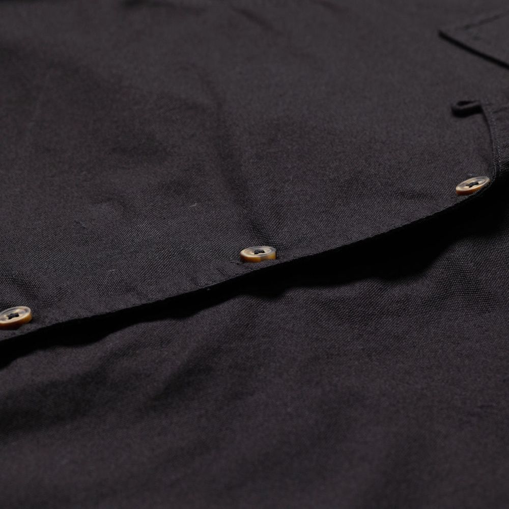 Camp Crop Collar Shirt - Black Oxford Cotton