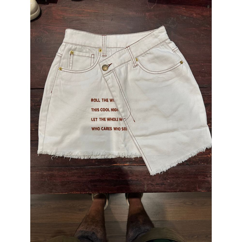 Passenger Wrap Skirt - Bright White / Brown contrast Stitch