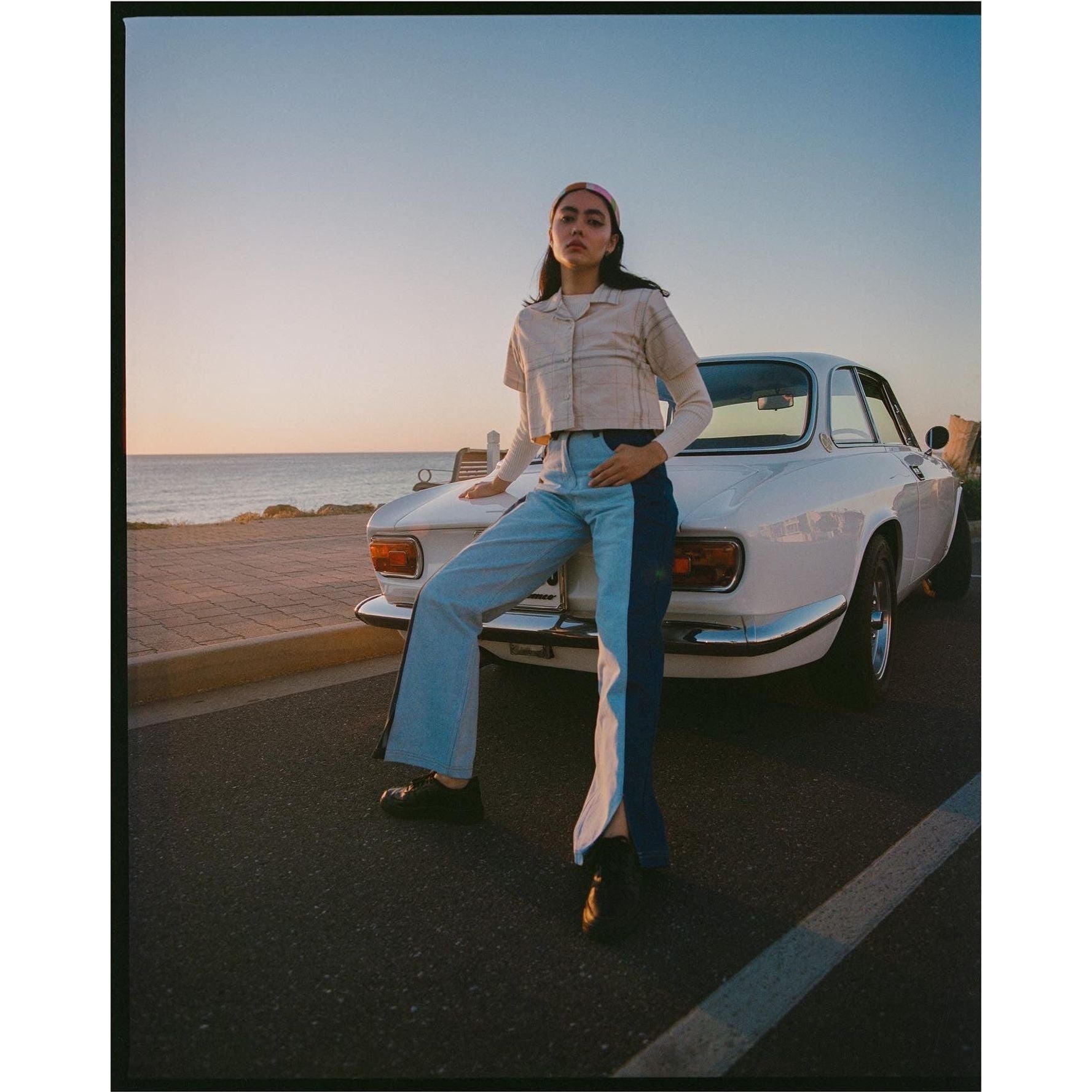 1973 High Two Tone Panel Denim Pant