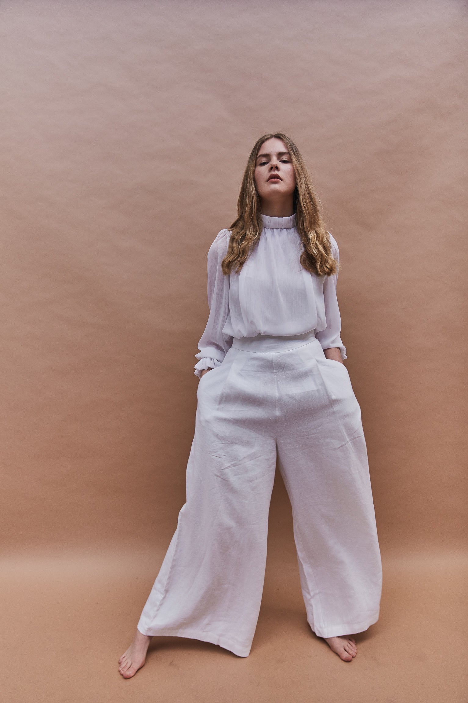 High neck blouse - white