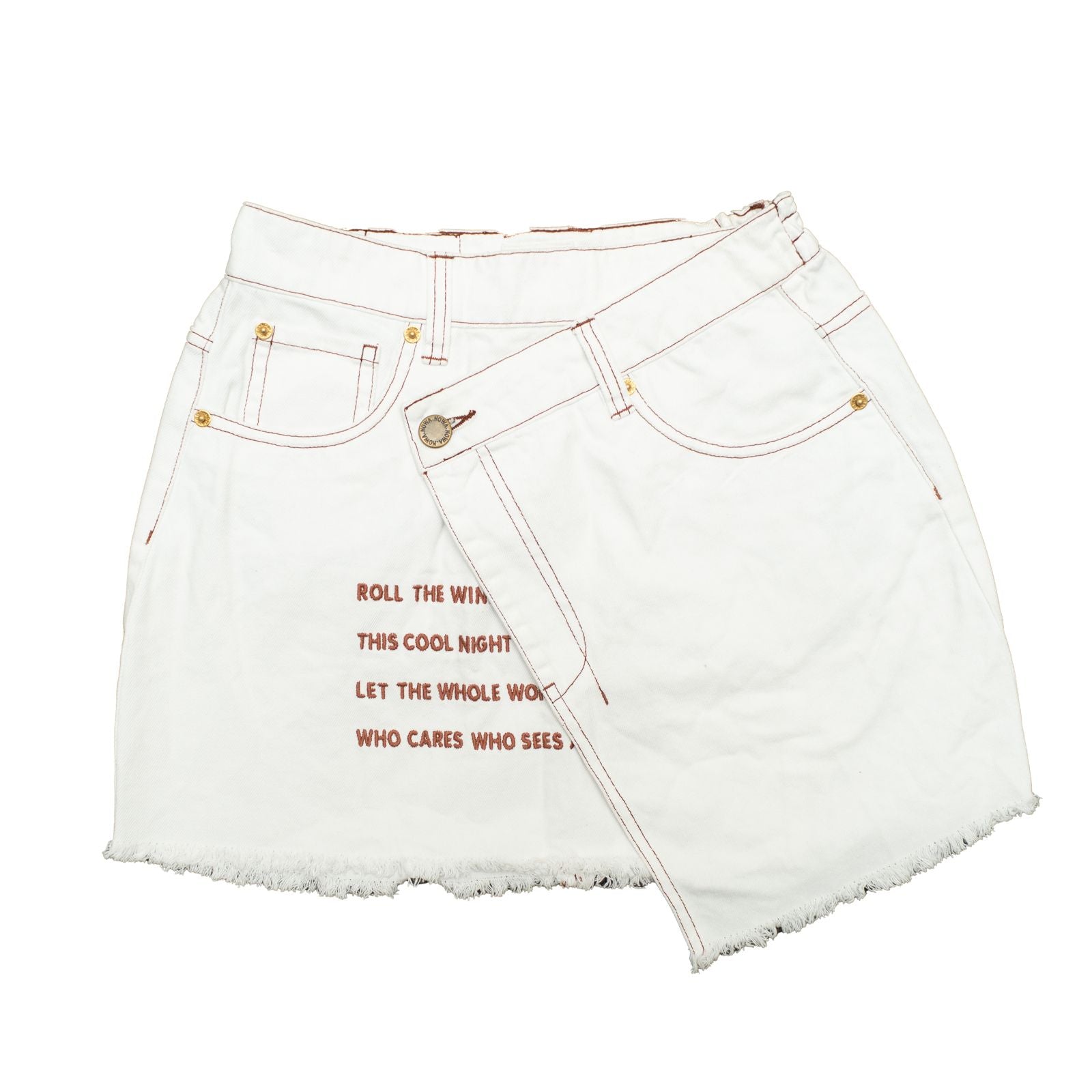 Passenger Wrap Skirt - Bright White / Brown contrast Stitch