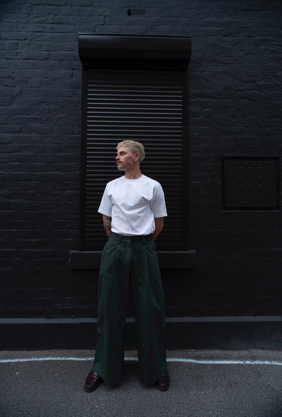 1924 High & Wide Leg Trouser - Brush Green