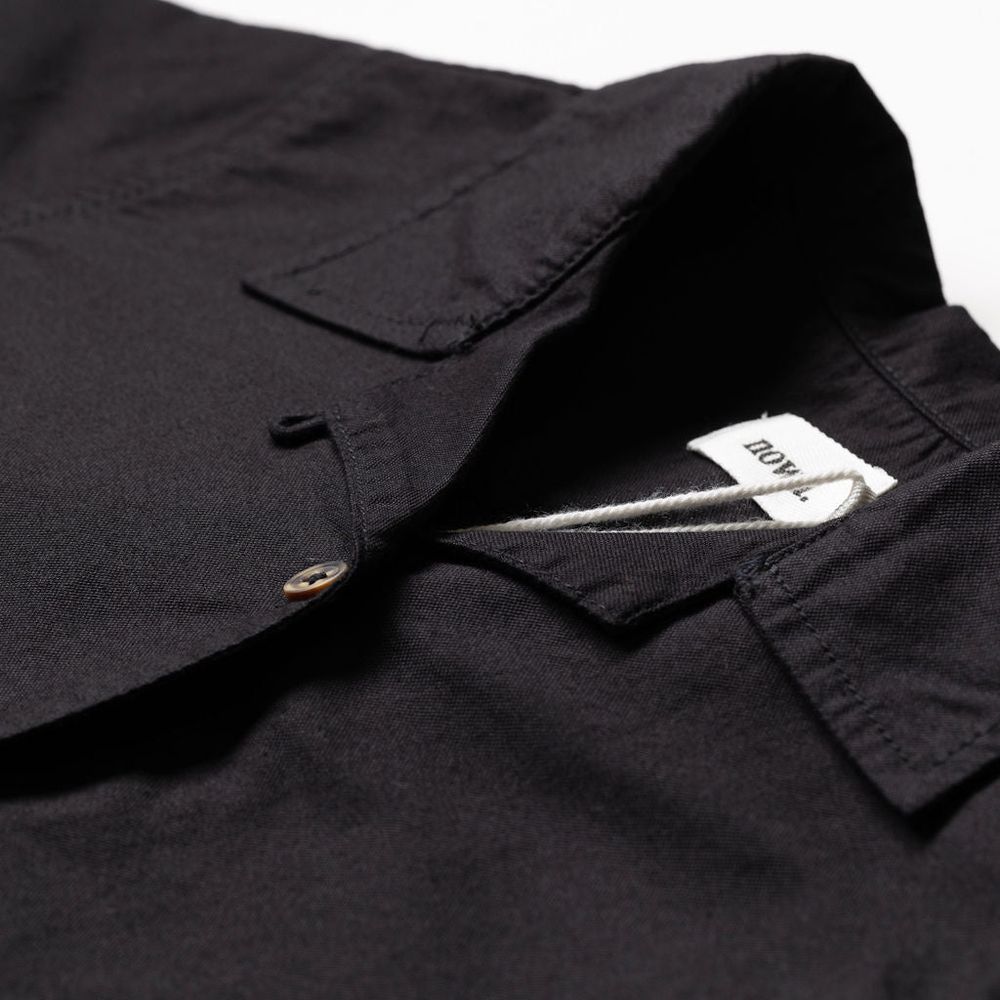 Camp Crop Collar Shirt - Black Oxford Cotton