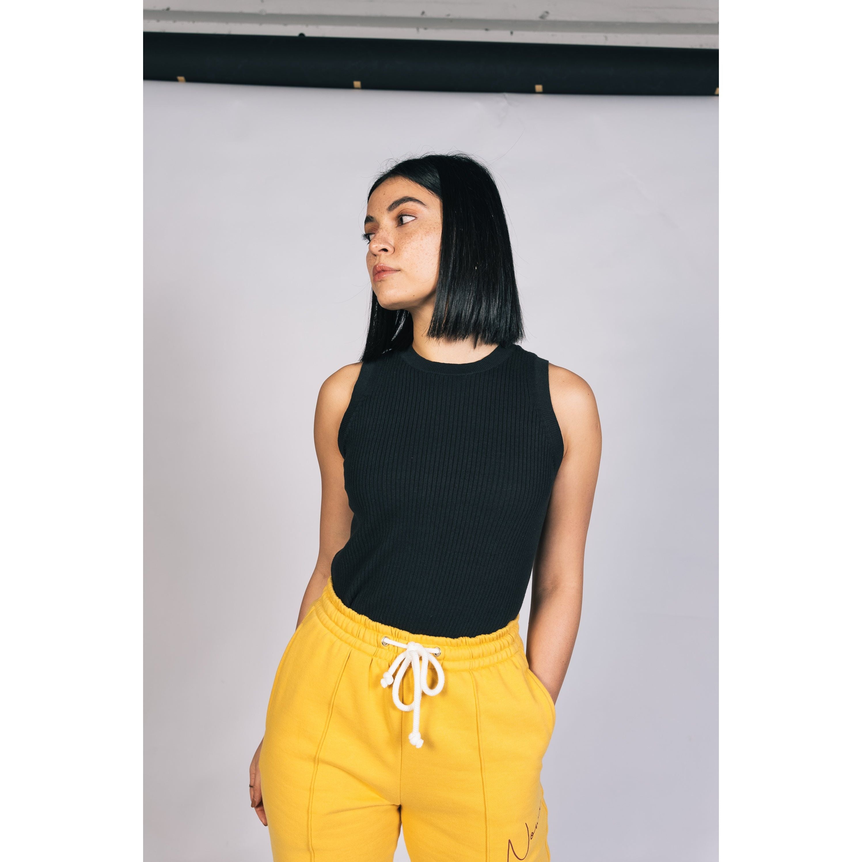 Ribbed Tank Top in Black