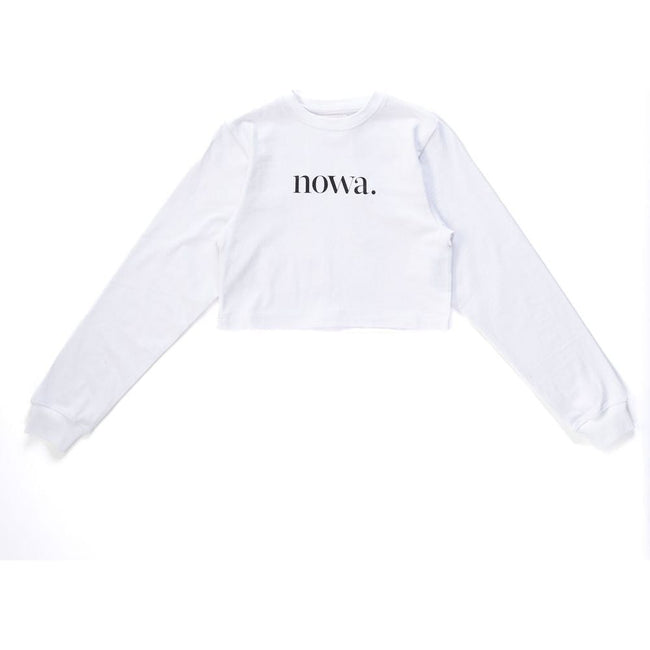 90’s cropped Tee - white Long Sleeve