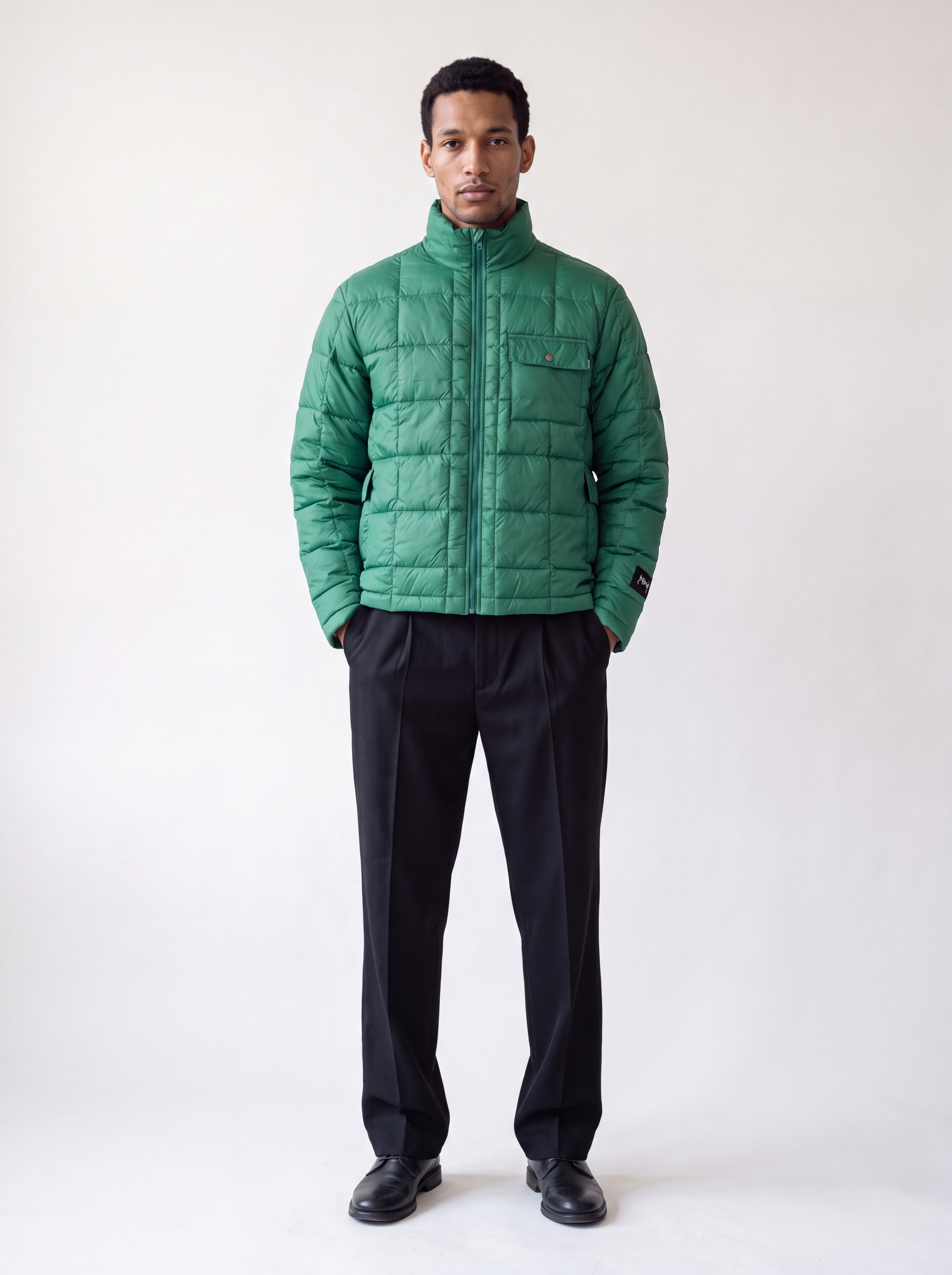Quilted Puffer Jacket in Green