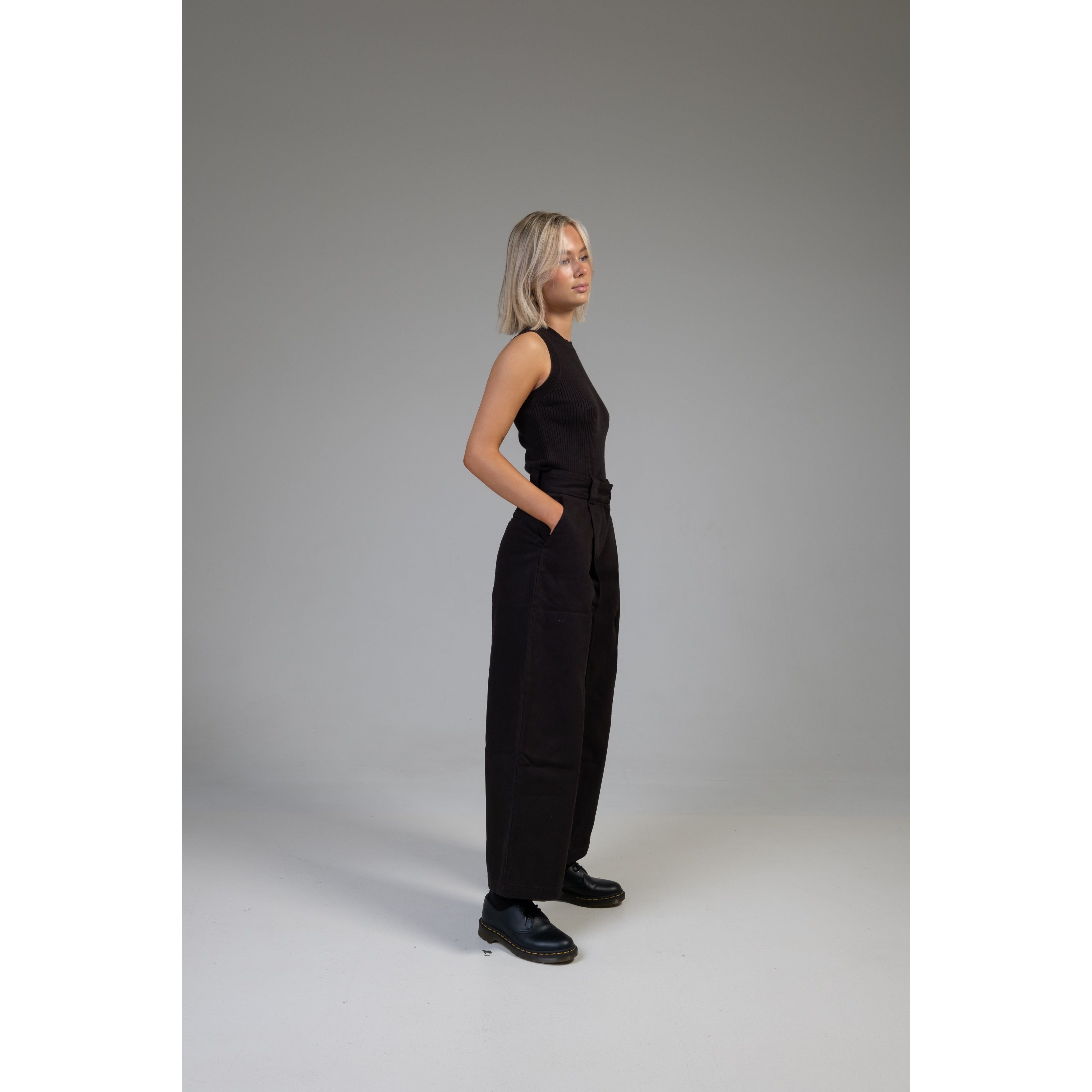 1924 High & Wide Leg Trouser - Char Black